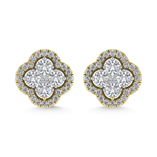 14K Yellow Gold  1/2 Ct.Tw. Diamond Fashion Earrings