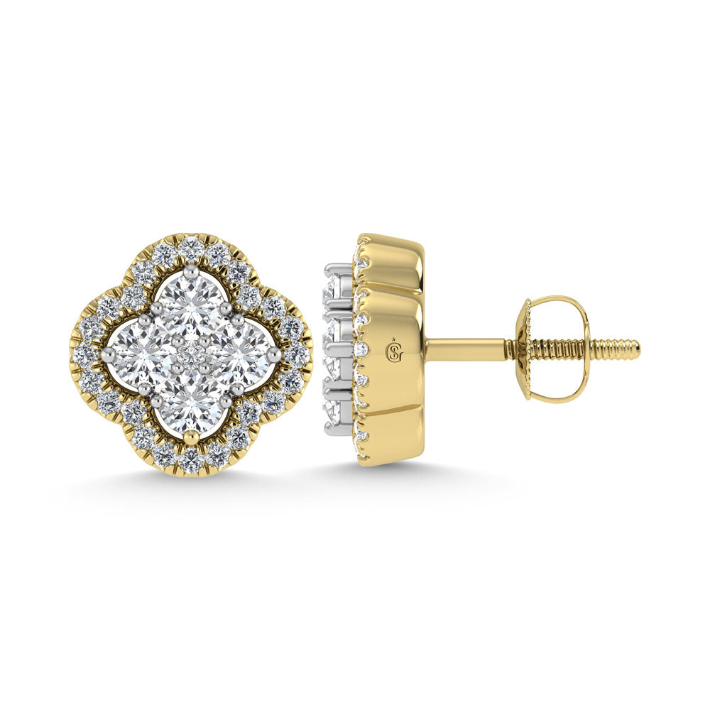 14K Yellow Gold  1/2 Ct.Tw. Diamond Fashion Earrings