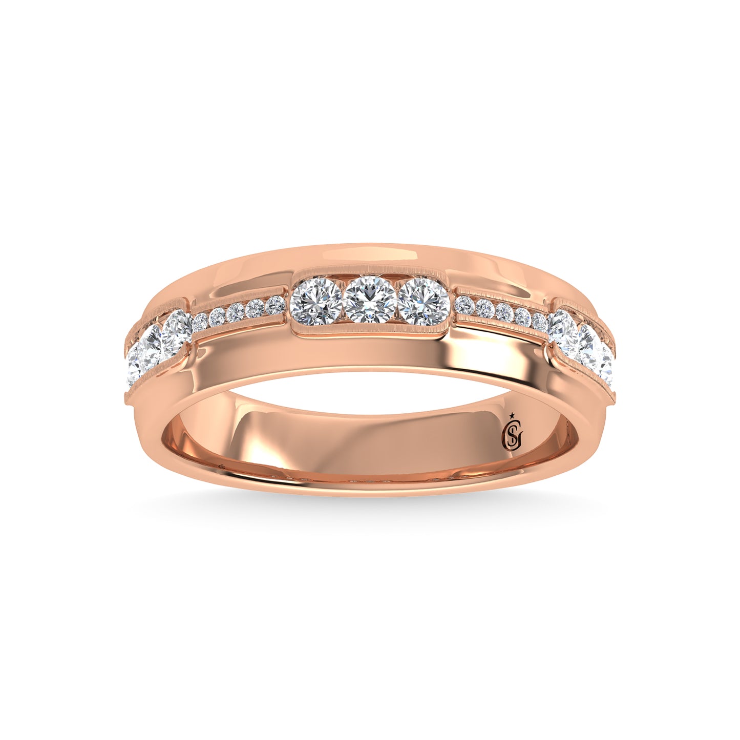 14K Rose Gold Diamond 5/8 Ct.Tw. Channel Set Machine Band