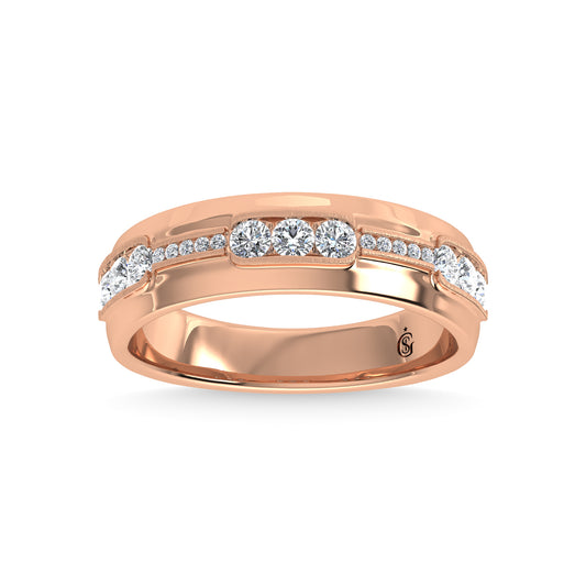 14K Rose Gold Diamond 5/8 Ct.Tw. Channel Set Machine Band