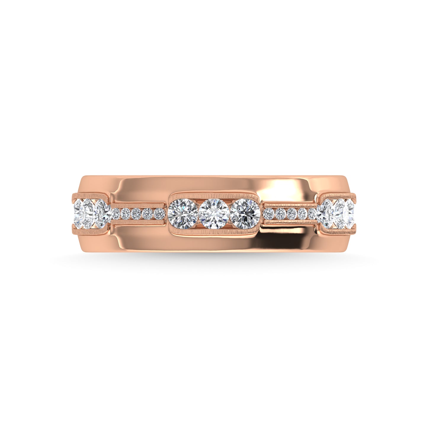 14K Rose Gold Diamond 5/8 Ct.Tw. Channel Set Machine Band