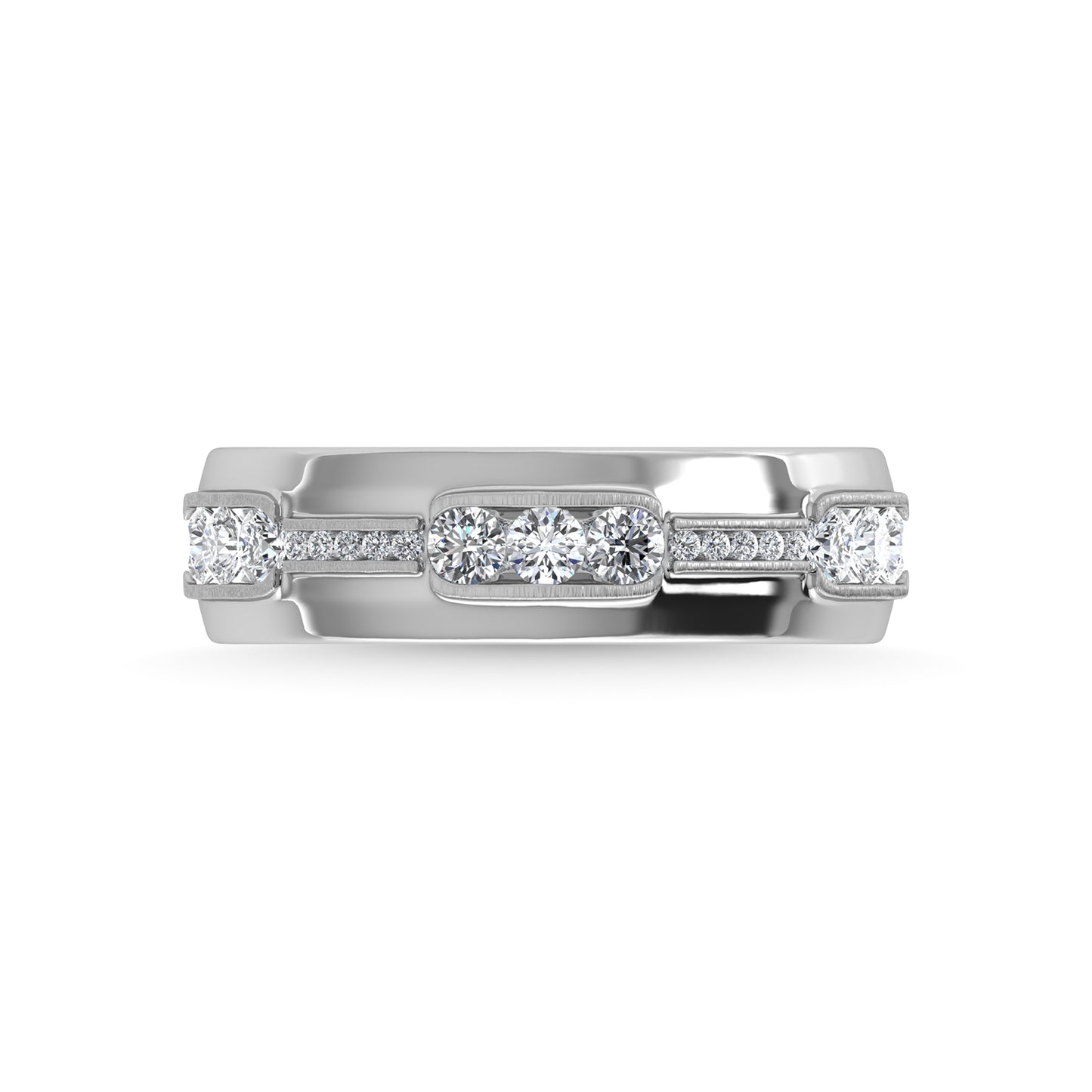 14K White Gold Diamond 5/8 Ct.Tw. Channel Set Machine Band