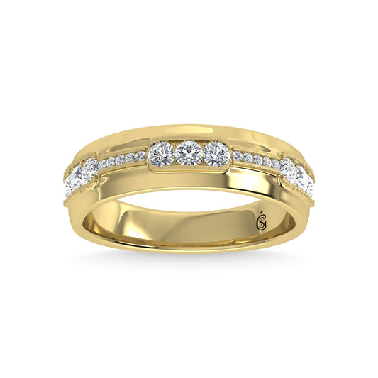 14K Yellow Gold Diamond 5/8 Ct.Tw. Channel Set Machine Band