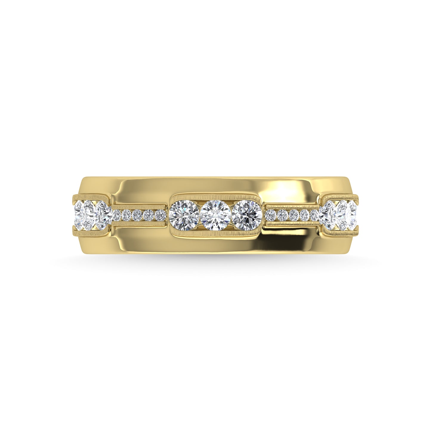 14K Yellow Gold Diamond 5/8 Ct.Tw. Channel Set Machine Band
