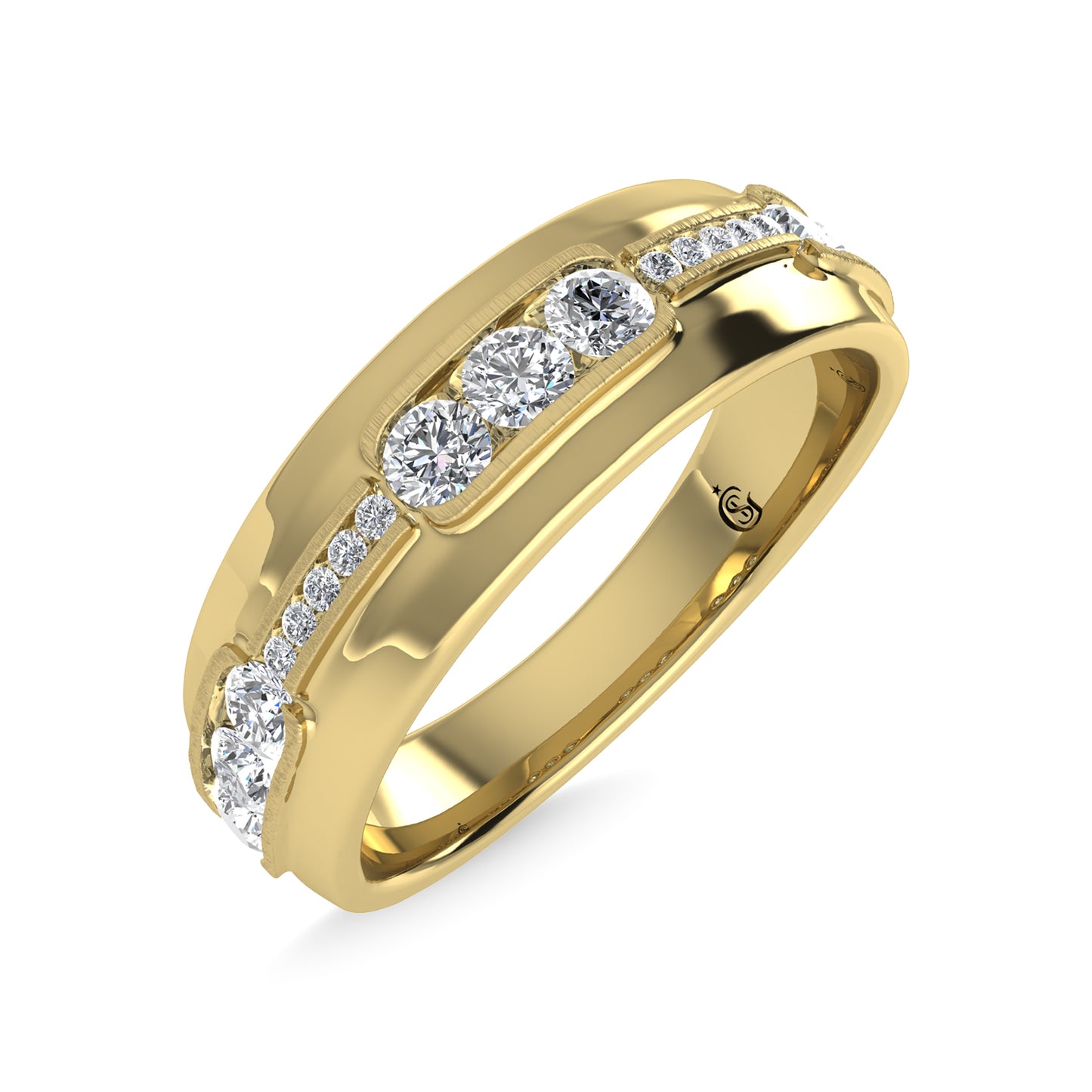 14K Yellow Gold Diamond 5/8 Ct.Tw. Channel Set Machine Band