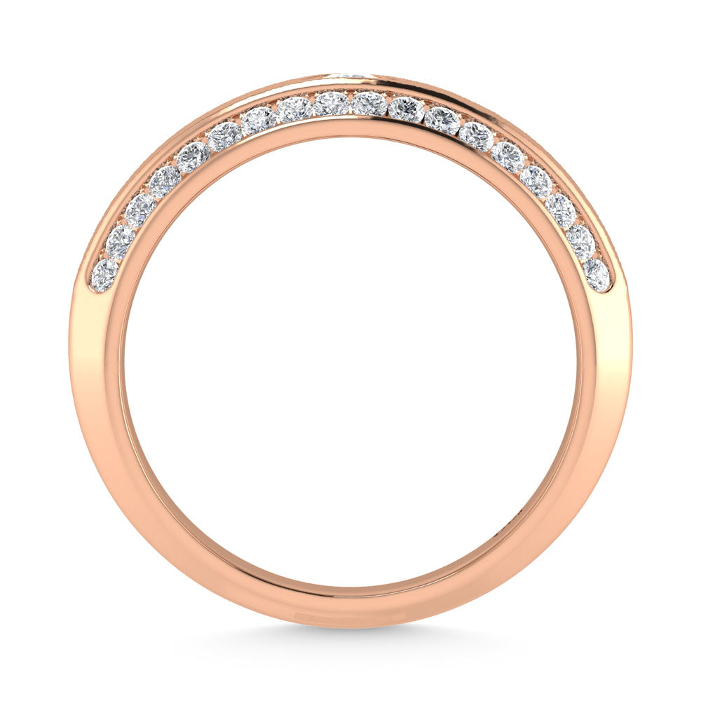 14K Rose Gold Diamond 5/8 Ct.Tw. Channel and Bezel Set Mens Machine Band