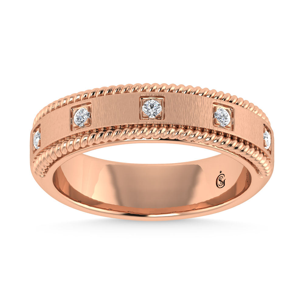 14K Rose Gold Diamond 1/6 Ct.Tw. Bezel Set Machine Band
