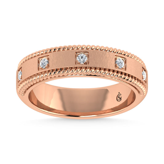 14K Rose Gold Diamond 1/6 Ct.Tw. Bezel Set Machine Band