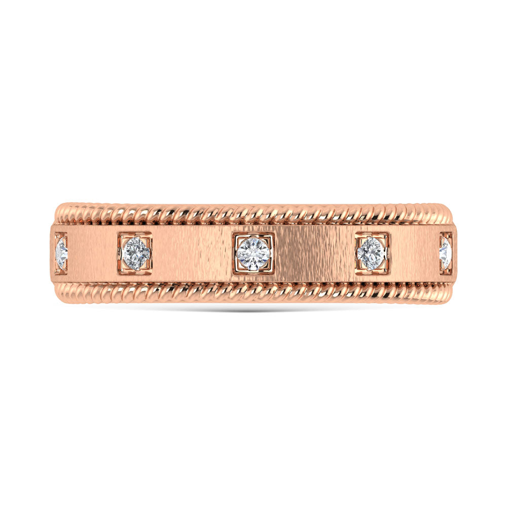 14K Rose Gold Diamond 1/6 Ct.Tw. Bezel Set Machine Band