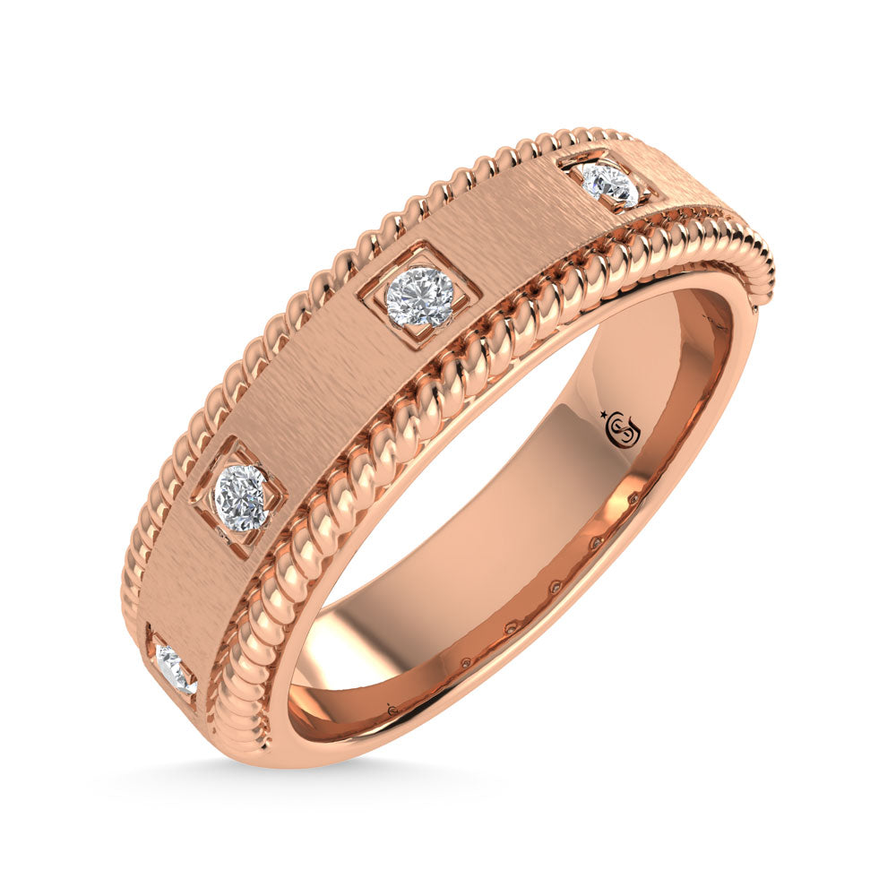 14K Rose Gold Diamond 1/6 Ct.Tw. Bezel Set Machine Band