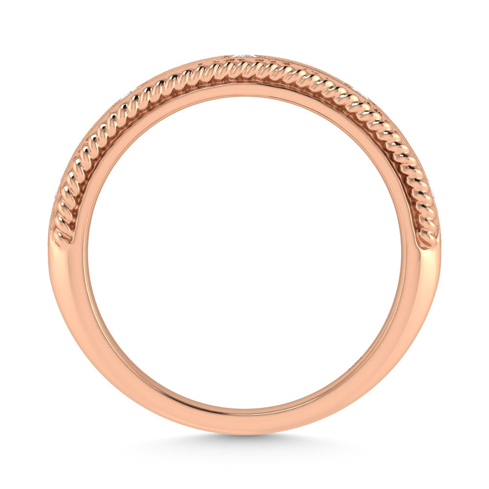 14K Rose Gold Diamond 1/6 Ct.Tw. Bezel Set Machine Band