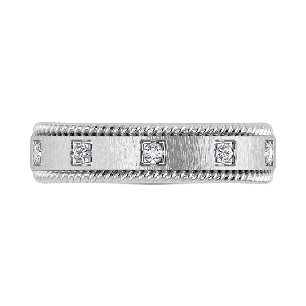 14K W Gold Diamond 1/6 Ct.Tw. Bezel Set Machine Band