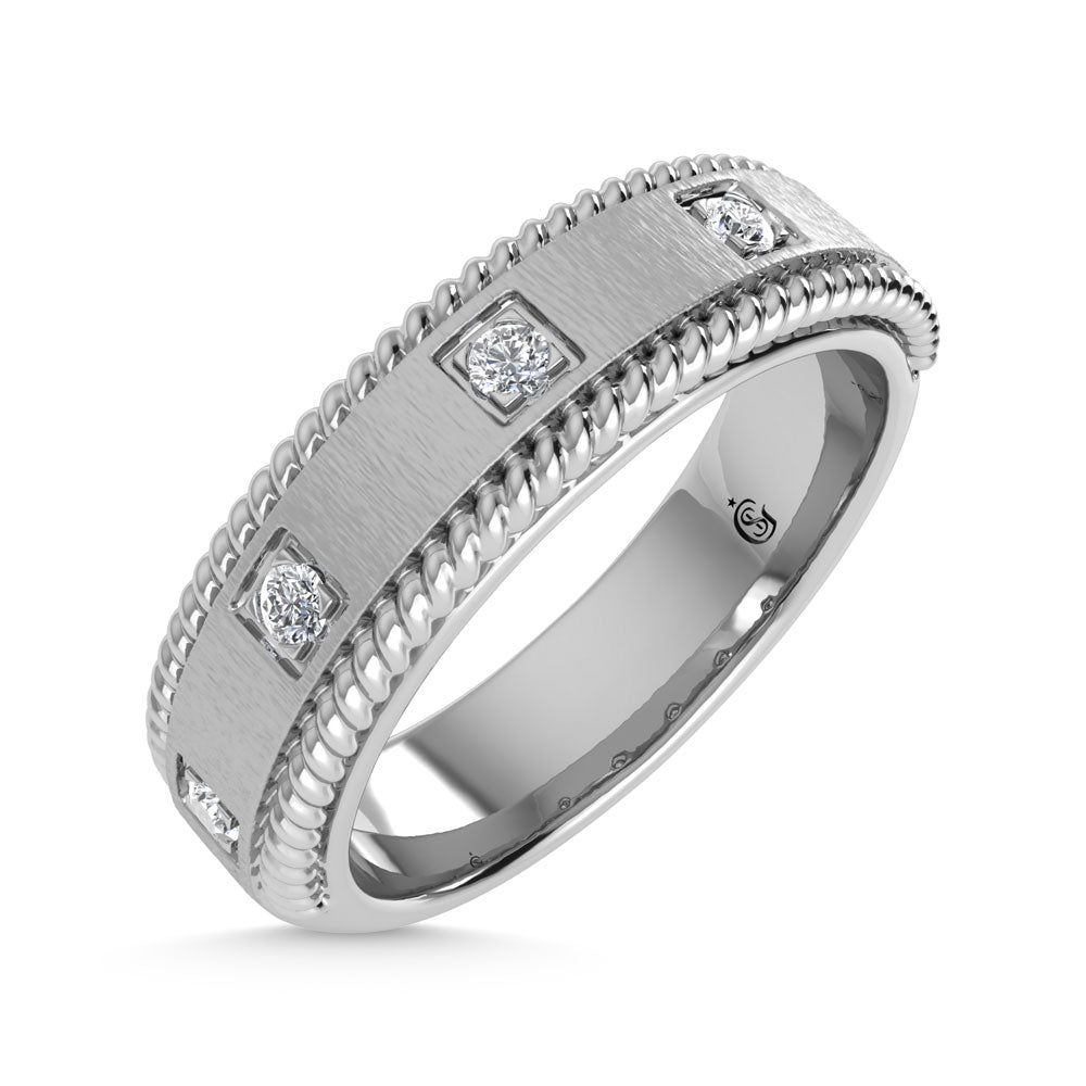 14K W Gold Diamond 1/6 Ct.Tw. Bezel Set Machine Band
