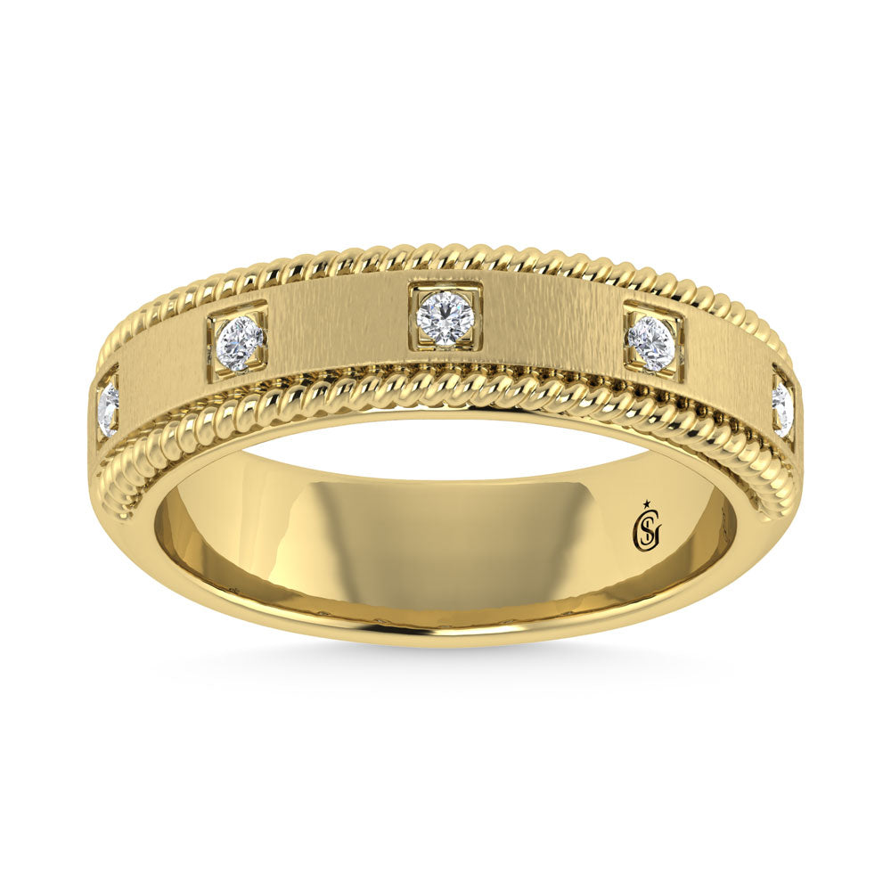 14K Rose Gold Diamond 1/6 Ct.Tw. Bezel Set Machine Band
