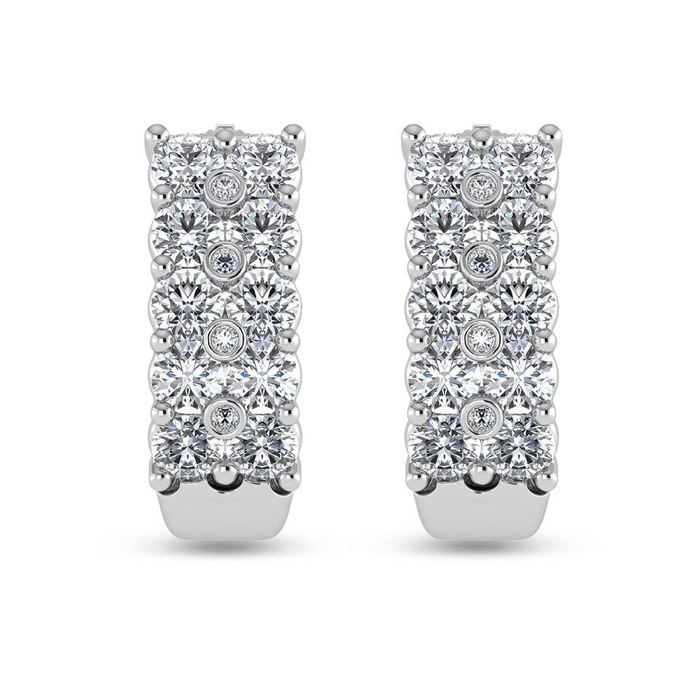 14K White Gold Diamond 2 Ct.Tw. Hoop Earrings