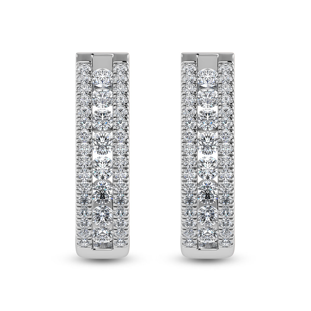 14K White Gold Diamond 1 1/4 Ct.Tw. Hoop Earrings