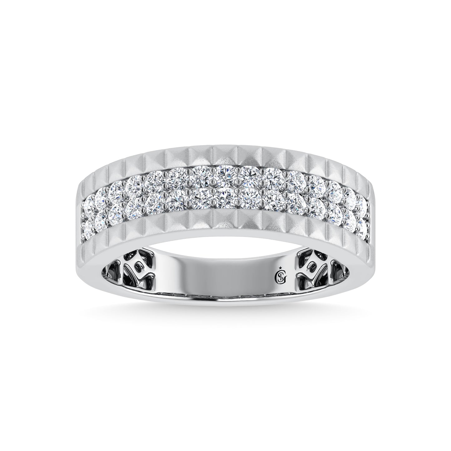 14K White Gold Diamond 1/2 Ct.Tw. Men?s Band