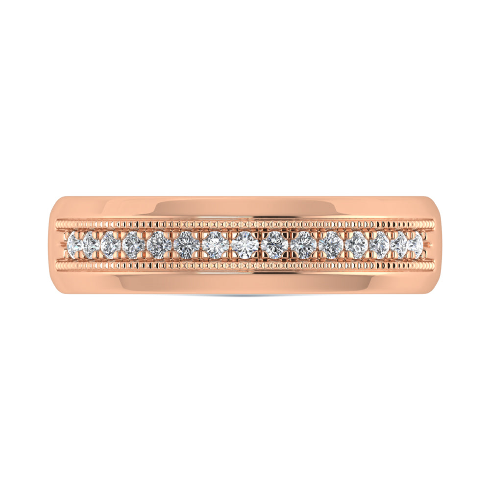 14K Rose Gold Diamond 1/4 Ct.Tw. Mens Machine Band