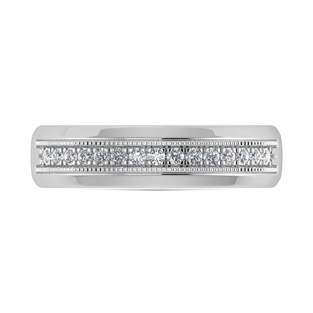 14K White Gold Diamond 1/4 Ct.Tw. Mens Machine Band