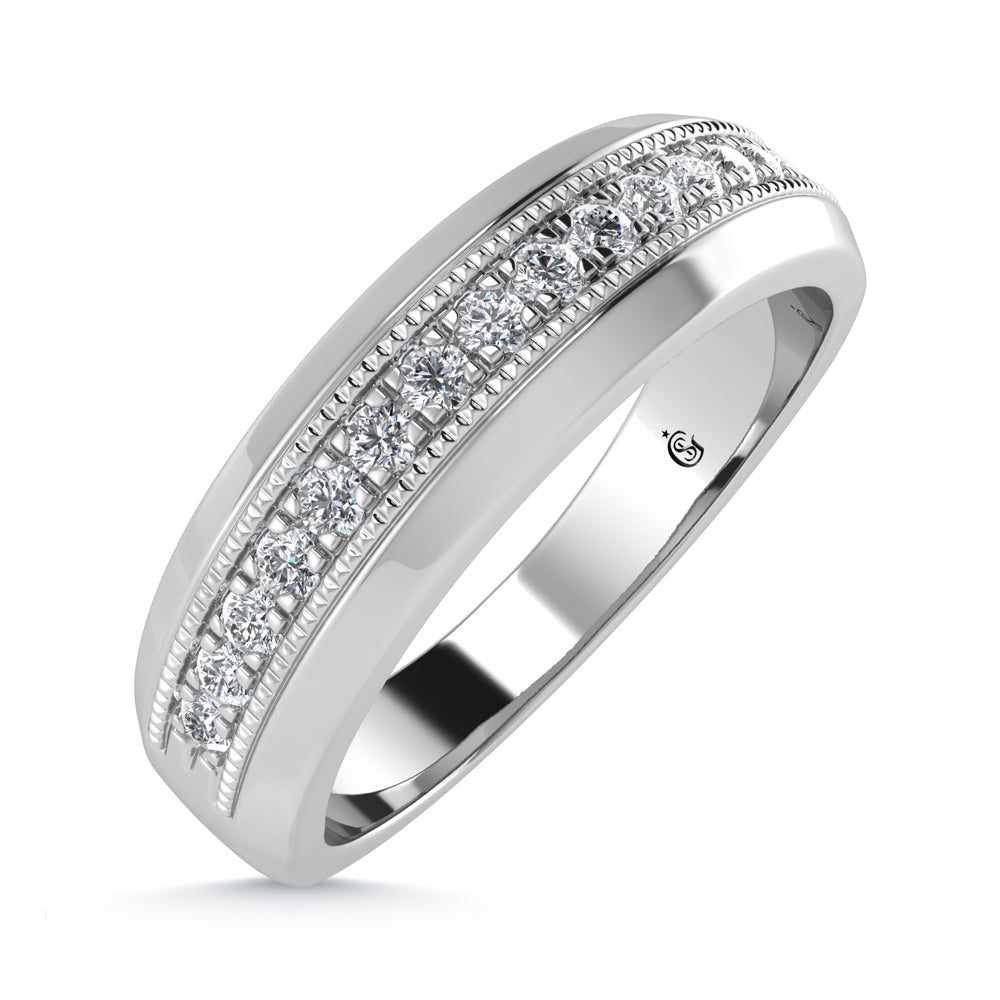14K White Gold Diamond 1/4 Ct.Tw. Mens Machine Band