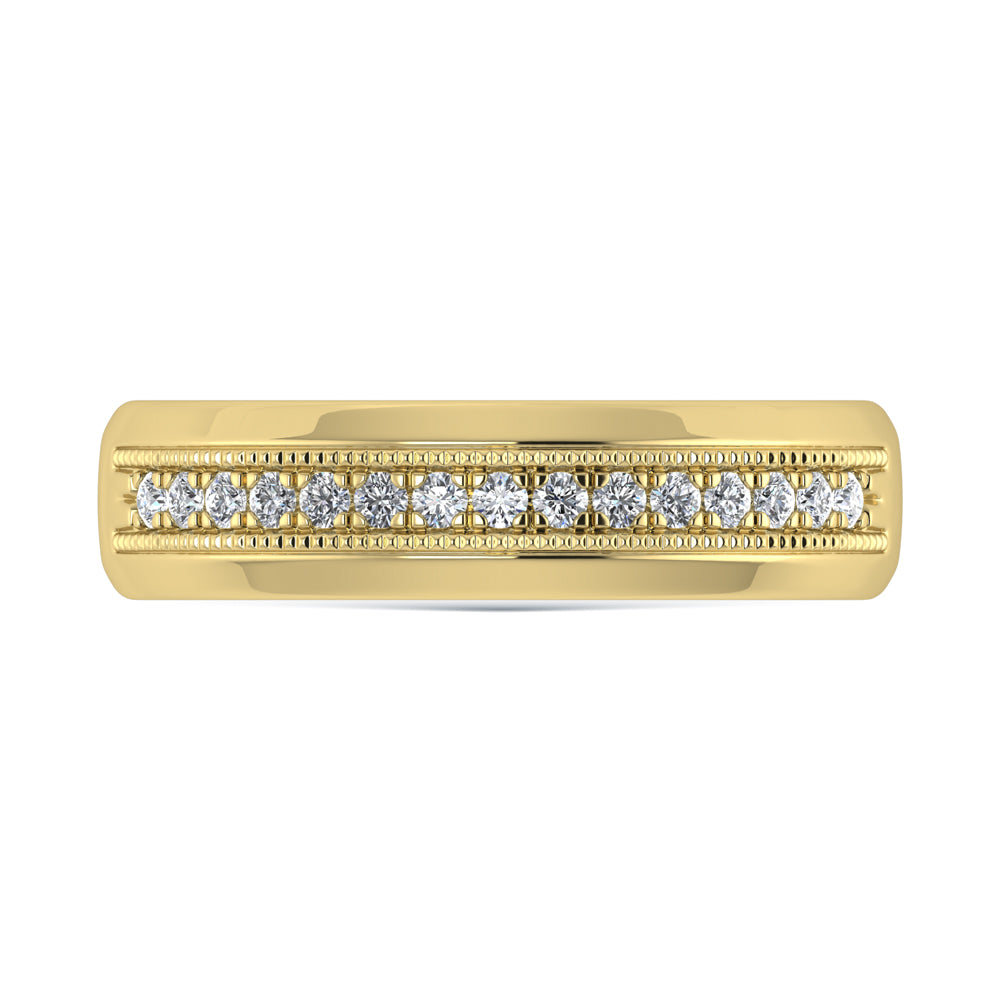 14K Yellow Gold Diamond 1/4 Ct.Tw. Mens Machine Band