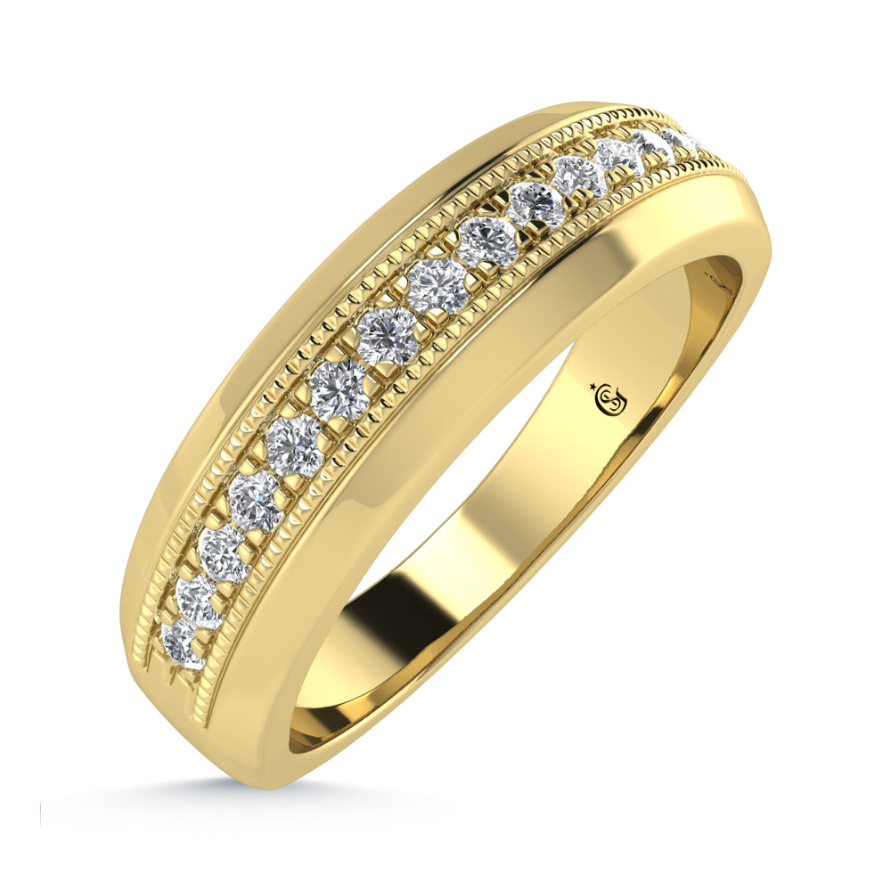 14K Yellow Gold Diamond 1/4 Ct.Tw. Mens Machine Band