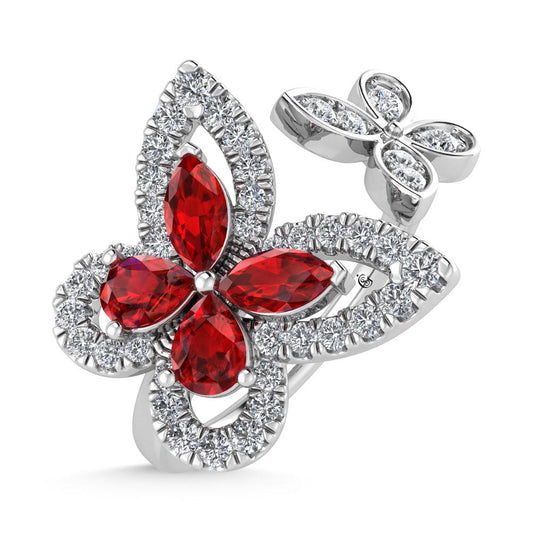 14K White Gold Diamond 1 Ct.Tw. & Ruby Fashion Ring