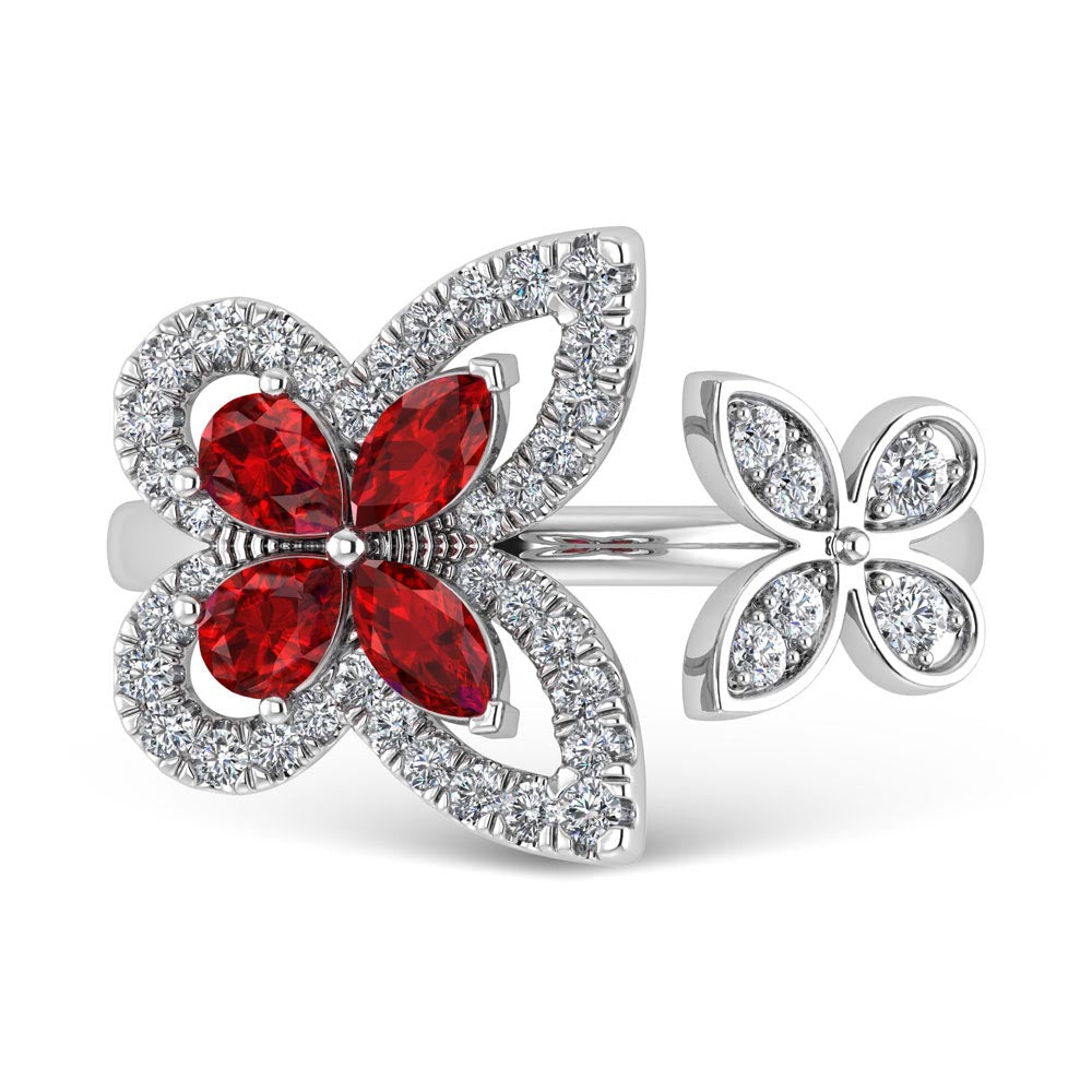14K White Gold Diamond 1 Ct.Tw. & Ruby Fashion Ring