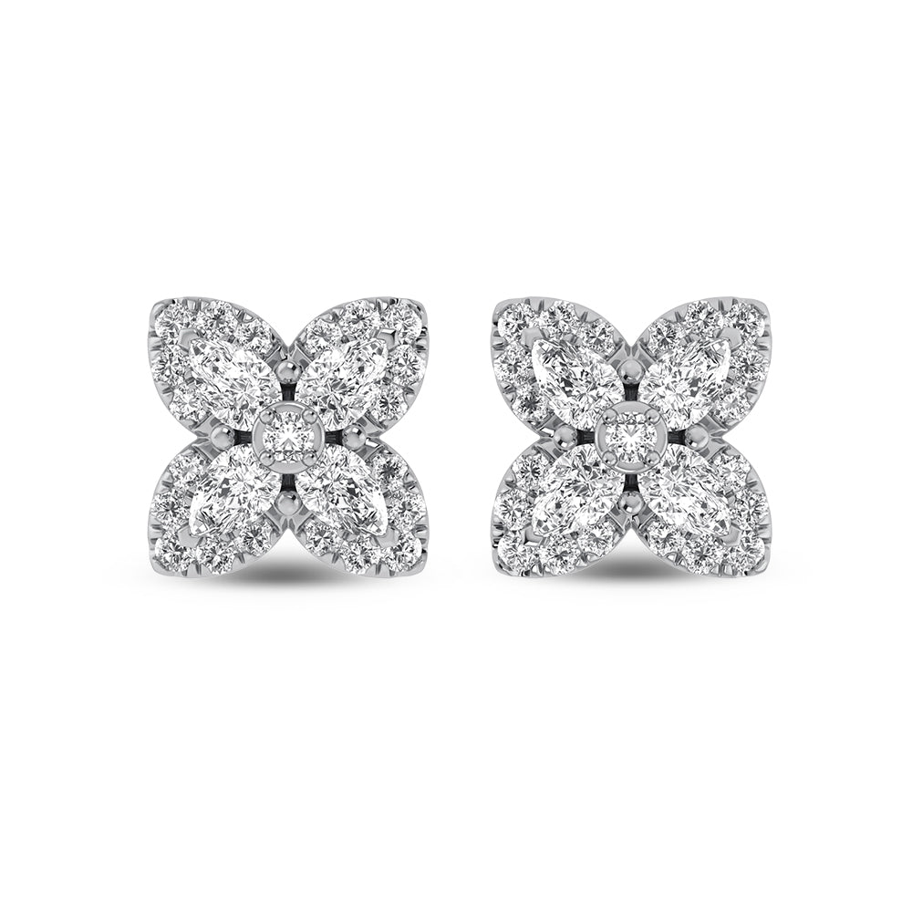 14K White Gold Diamond 1 1/6 Ct.Tw.  Fashion Earrings
