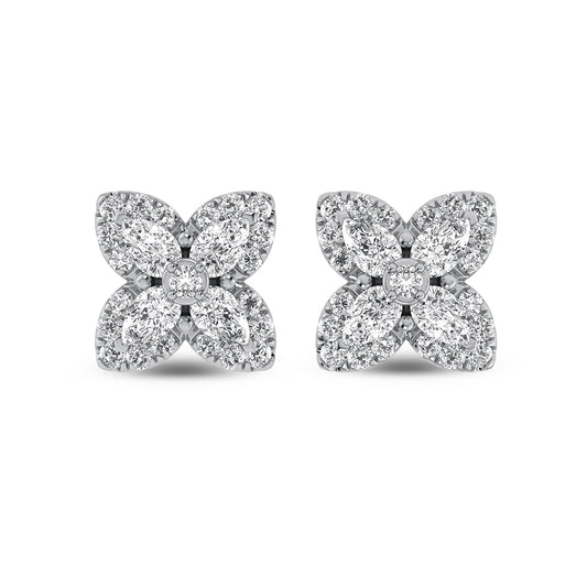 14K White Gold Diamond 1 1/6 Ct.Tw.  Fashion Earrings