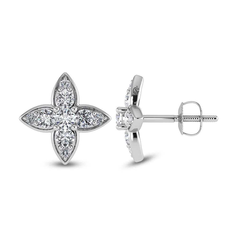 14K White Gold Diamond 3/4 Ct.Tw. Fashion Earrings
