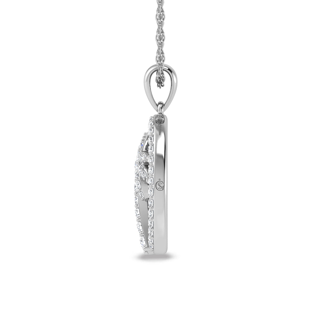 14K White Gold Diamond 1/2 Ct.Tw. Palm Tree Pendant