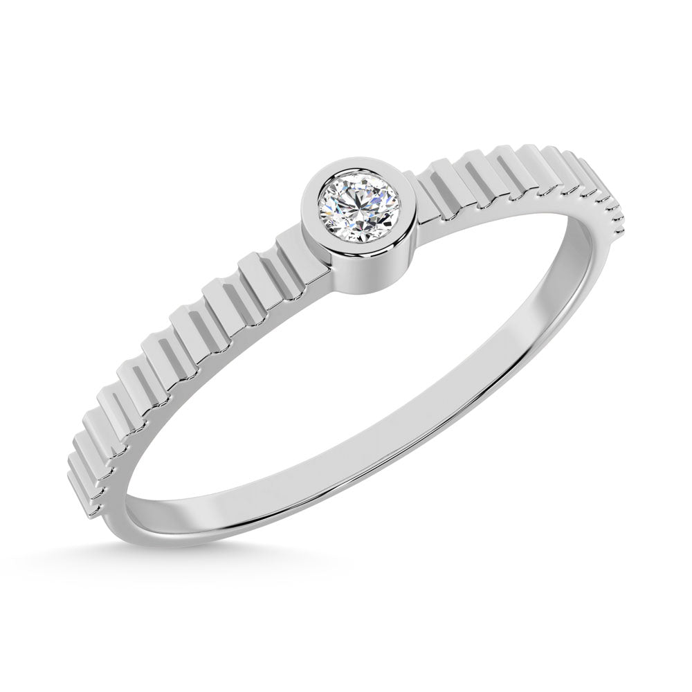 14K White Gold  Diamond 1/20 Ct.Tw. Stackable Band