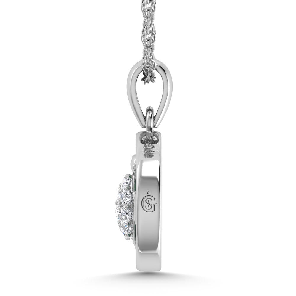 14K White Gold Diamond 7/8 Ct.Tw. Mother of Pearl Tortoise Pendant