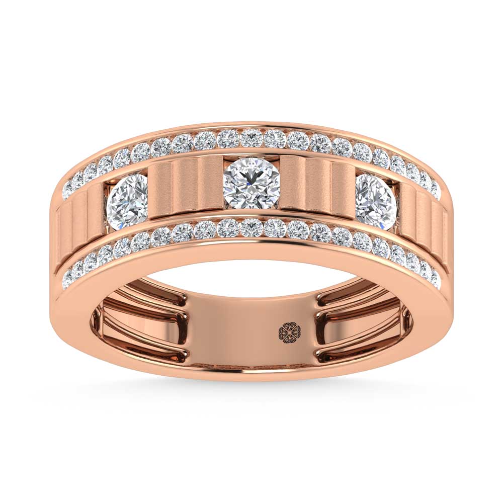 14K Two Tone Diamond 1 Ct.Tw. Mens Machine Band