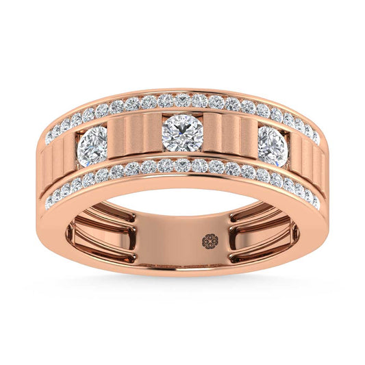 14K Two Tone Diamond 1 Ct.Tw. Mens Machine Band
