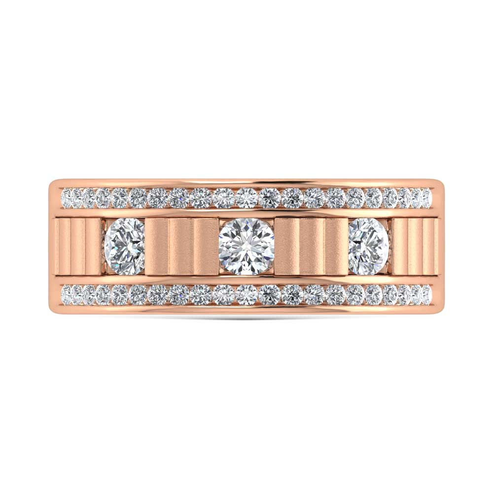 14K Two Tone Diamond 1 Ct.Tw. Mens Machine Band