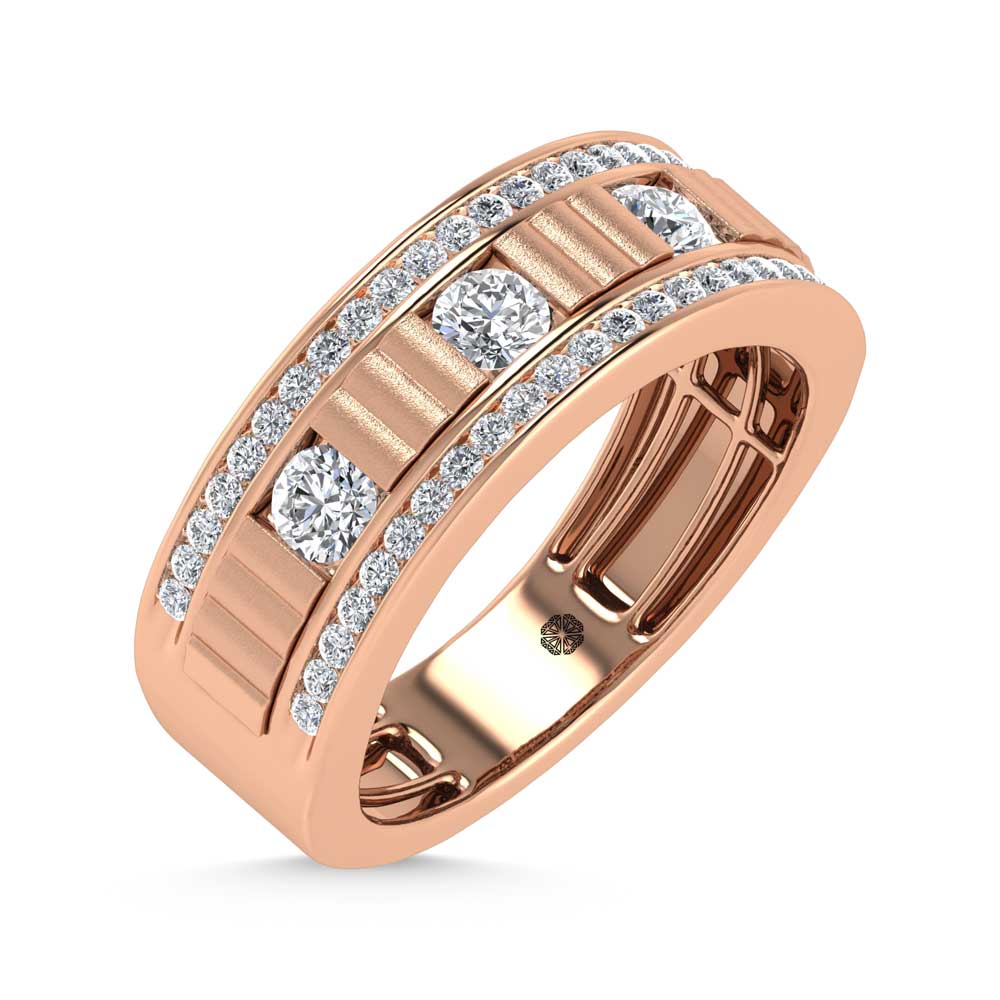 14K Two Tone Diamond 1 Ct.Tw. Mens Machine Band