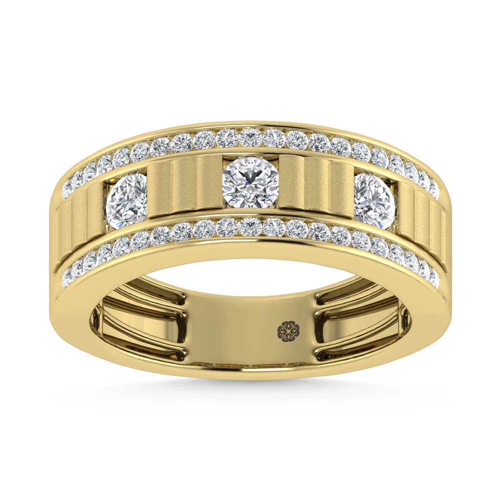 14K Two Tone Diamond 1 Ct.Tw. Mens Machine Band