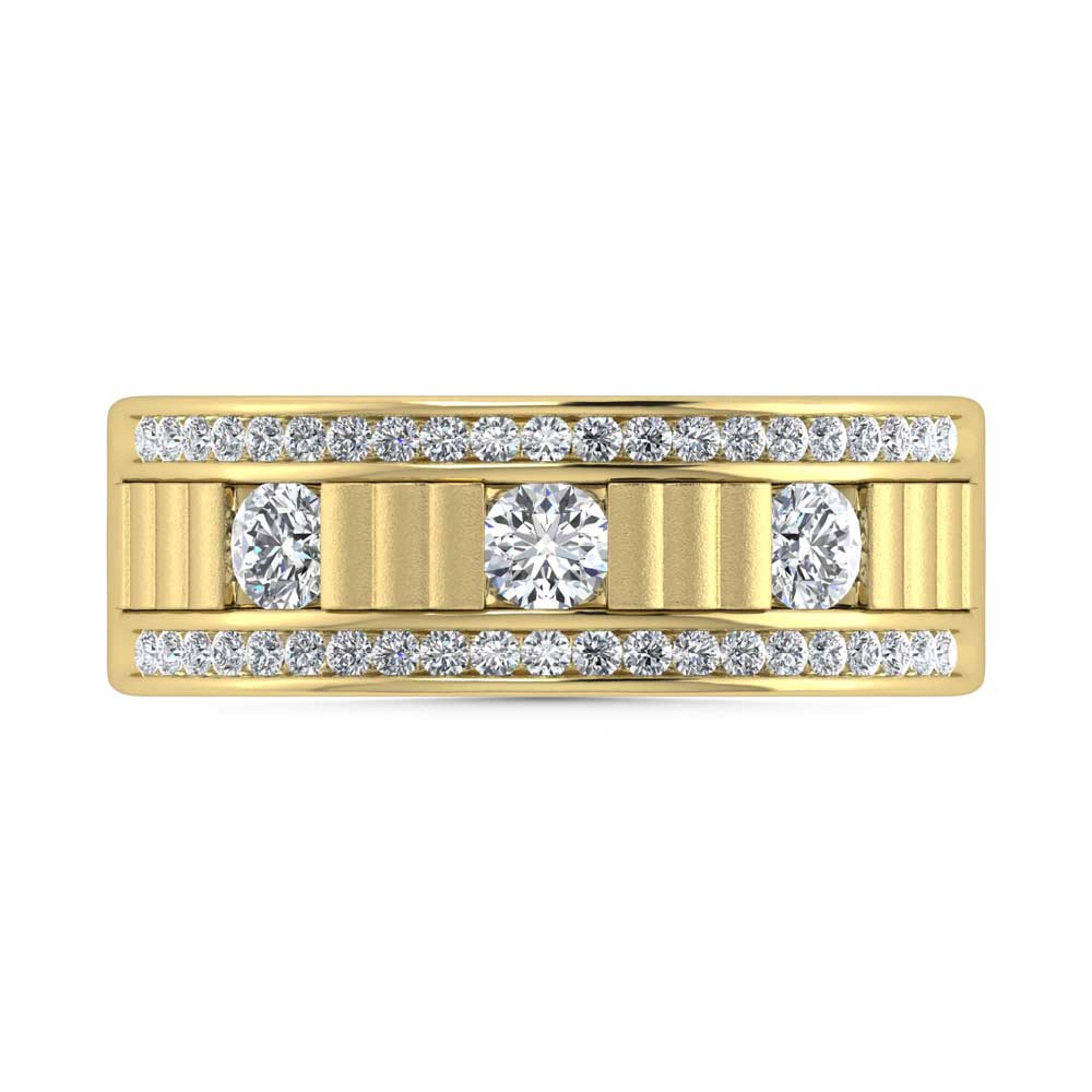 14K Two Tone Diamond 1 Ct.Tw. Mens Machine Band