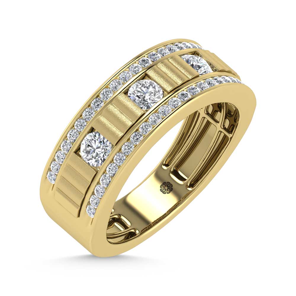 14K Two Tone Diamond 1 Ct.Tw. Mens Machine Band