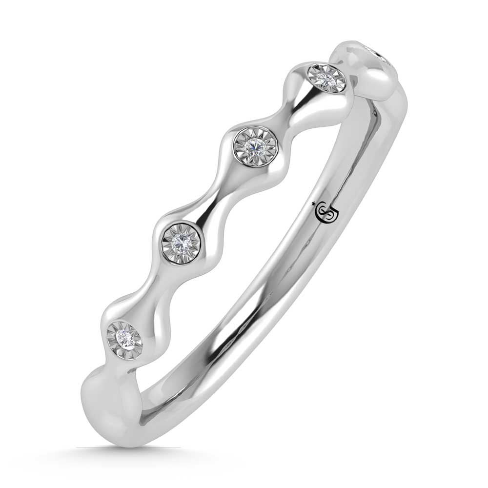 14K White Gold  Diamond 1/20 Ct.Tw. Stackable Band