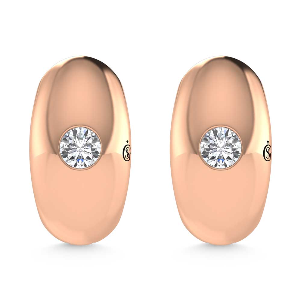 14K Rose Gold Diamond 1/4 Ct.Tw. Flush Setting High Polish Hoop Earrings