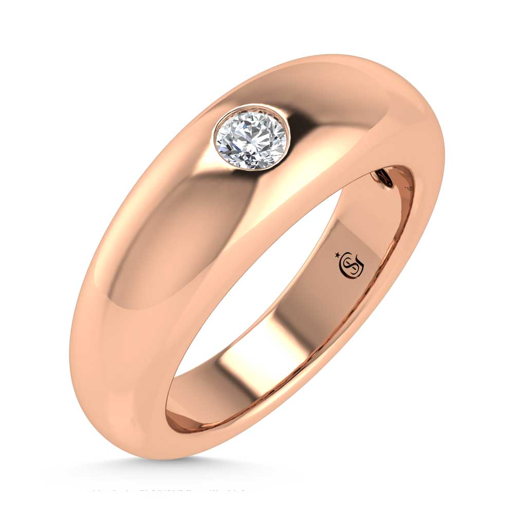 14K Rose Gold Diamond 1/5 Ct.Tw. Flush Setting High Polish Band