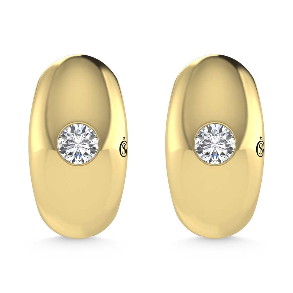 14K Yellow Gold Diamond 1/4 Ct.Tw. Flush Setting High Polish Hoop Earrings