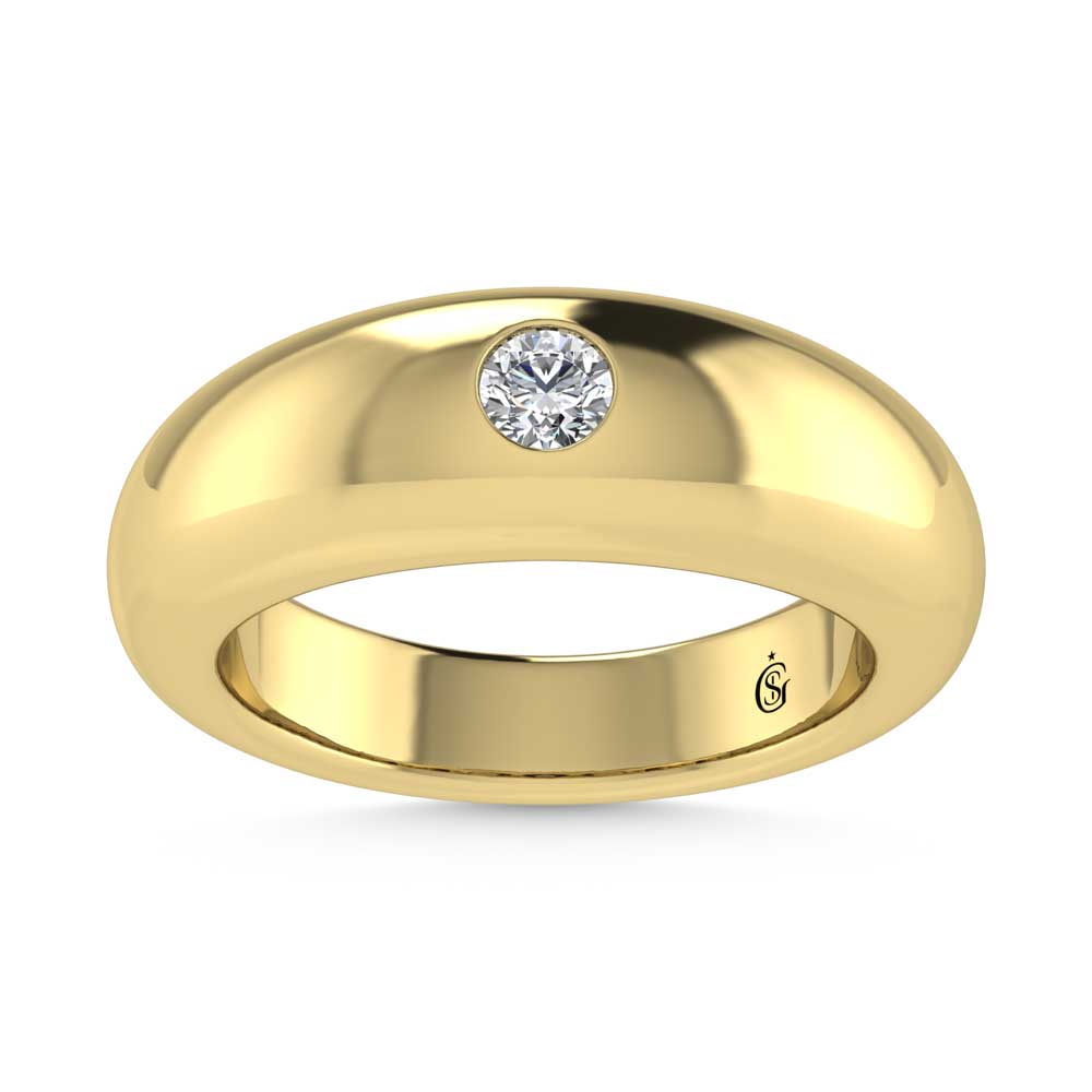 14K Yellow Gold Diamond 1/5 Ct.Tw. Flush Setting High Polish Band