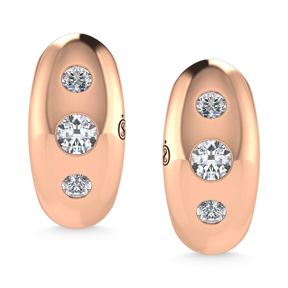 14K Rose Gold Diamond 1/5 Ct.Tw. Flush Setting High Polish Hoop Earrings
