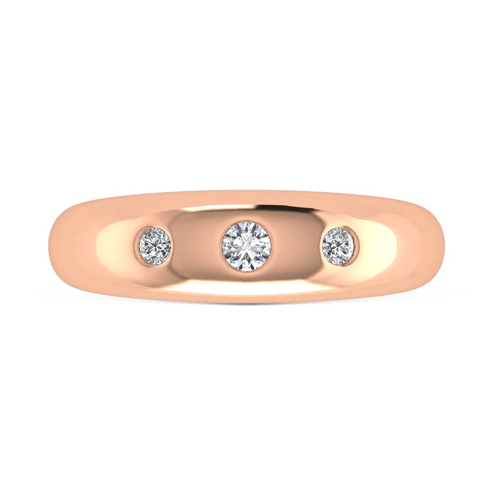 14K Rose Gold Diamond 1/5 Ct.Tw. Flush Setting High Polish Band