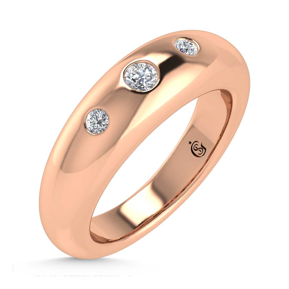 14K Rose Gold Diamond 1/5 Ct.Tw. Flush Setting High Polish Band