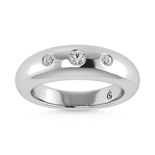 14K White Gold Diamond 1/5 Ct.Tw. Flush Setting High Polish Band